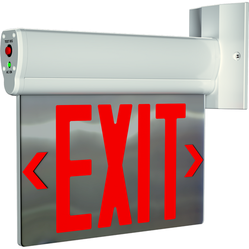 RAB Thermoplastic Edgelit Exit Sign Double Face Mirror Panel Selectable Red Or Green Letters White Housing (ELS-MP)