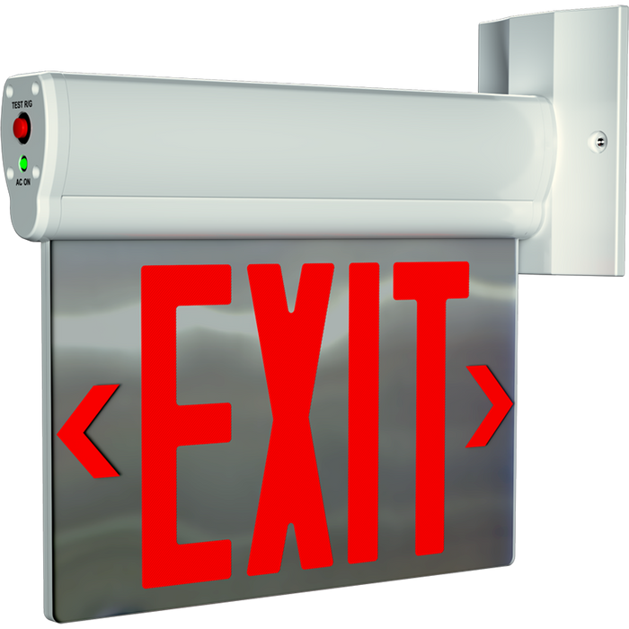 RAB Thermoplastic Edgelit Exit Sign Double Face Mirror Panel Selectable Red Or Green Letters White Housing (ELS-MP)