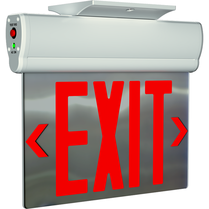 RAB Thermoplastic Edgelit Exit Sign Double Face Mirror Panel Selectable Red Or Green Letters White Housing (ELS-MP)