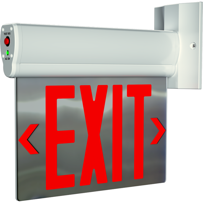 RAB Thermoplastic Edgelit Exit Sign Double Face Mirror Panel Selectable Red Or Green Letters White Housing (ELS-MP)