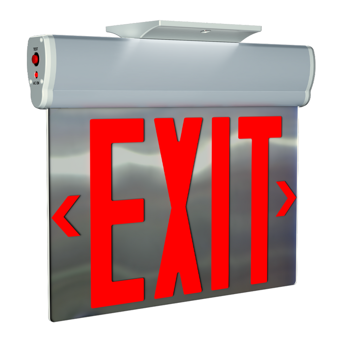 RAB Aluminum Edgelit NYC Compliant Exit Sign Double Face Mirror Panel Red Letters Brushed Aluminum Housing (ELSNYC-MP)