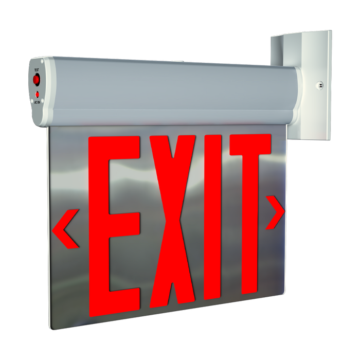 RAB Aluminum Edgelit NYC Compliant Exit Sign Double Face Mirror Panel Red Letters Brushed Aluminum Housing (ELSNYC-MP)
