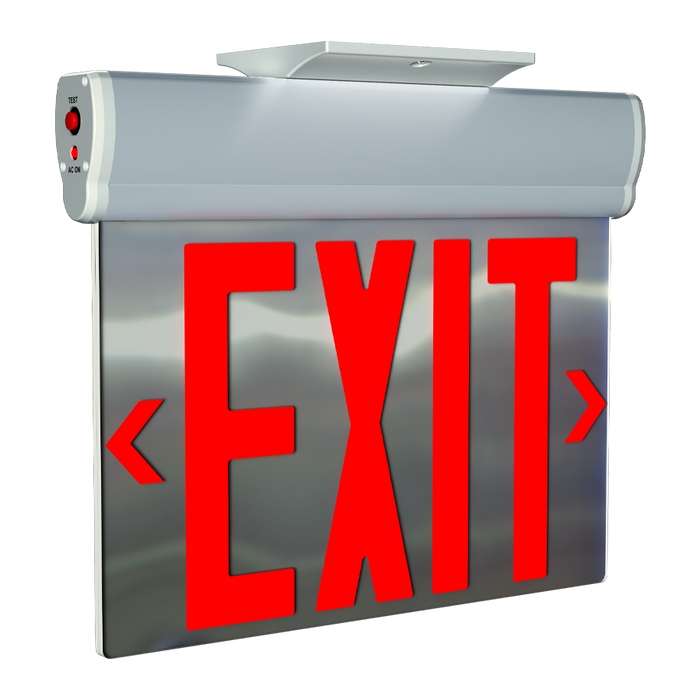 RAB Aluminum Edgelit NYC Compliant Exit Sign Double Face Mirror Panel Red Letters Brushed Aluminum Housing (ELSNYC-MP)