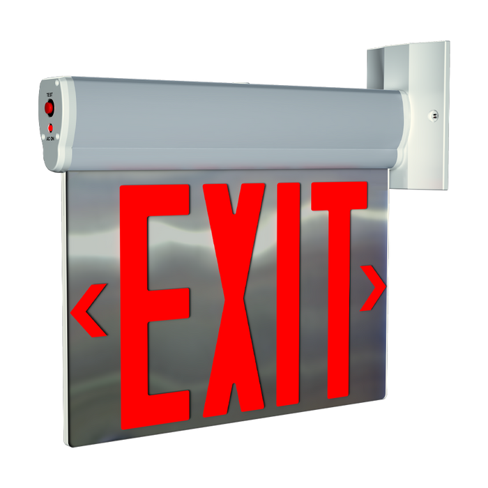 RAB Aluminum Edgelit NYC Compliant Exit Sign Double Face Mirror Panel Red Letters Brushed Aluminum Housing (ELSNYC-MP)