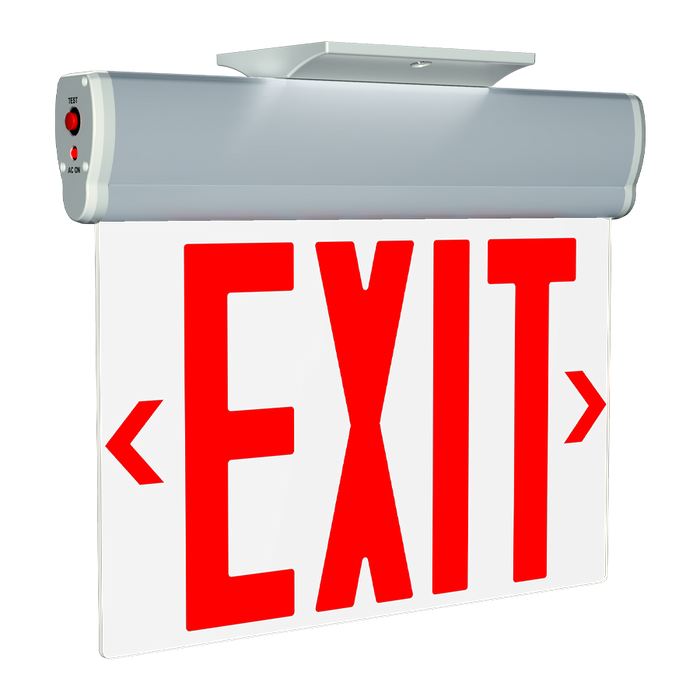 RAB Aluminum Edgelit NYC Compliant Exit Sign Single Face Clear Panel Red Letters Brushed Aluminum Housing (ELSNYC)