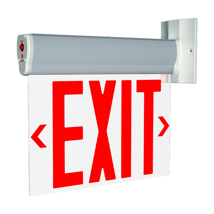 RAB Aluminum Edgelit NYC Compliant Exit Sign Single Face Clear Panel Red Letters Brushed Aluminum Housing (ELSNYC)