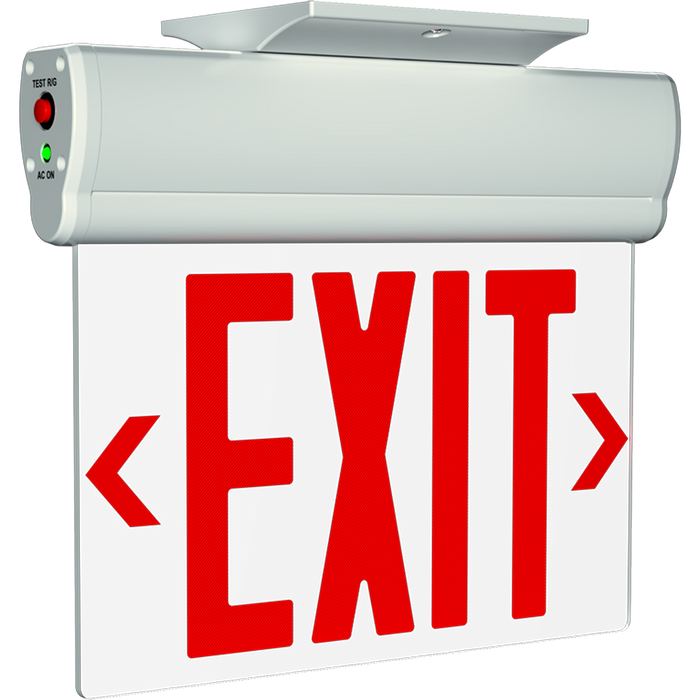 RAB Thermoplastic Edgelit Exit Sign Single Face Clear Panel Selectable Red Or Green Letters White Housing (ELS)
