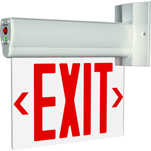 RAB Thermoplastic Edgelit Exit Sign Single Face Clear Panel Selectable Red Or Green Letters White Housing (ELS)