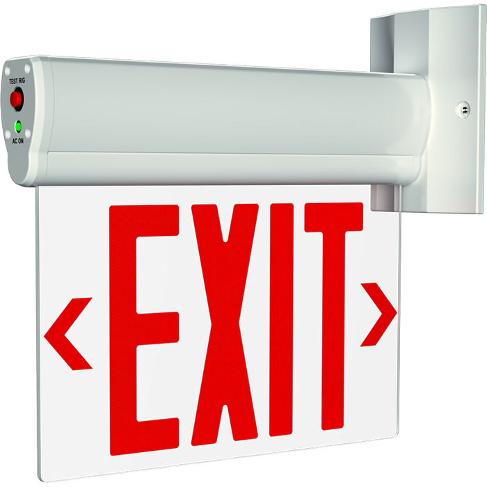 RAB Thermoplastic Edgelit Exit Sign Single Face Clear Panel Selectable Red Or Green Letters White Housing (ELS)
