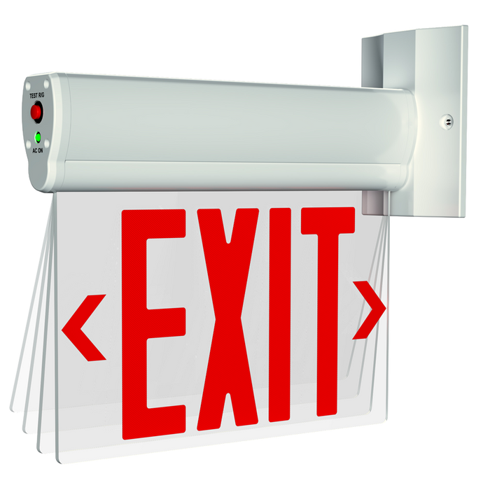RAB Thermoplastic Edgelit Exit Sign Single Face Clear Panel Selectable Red Or Green Letters White Housing (ELS)