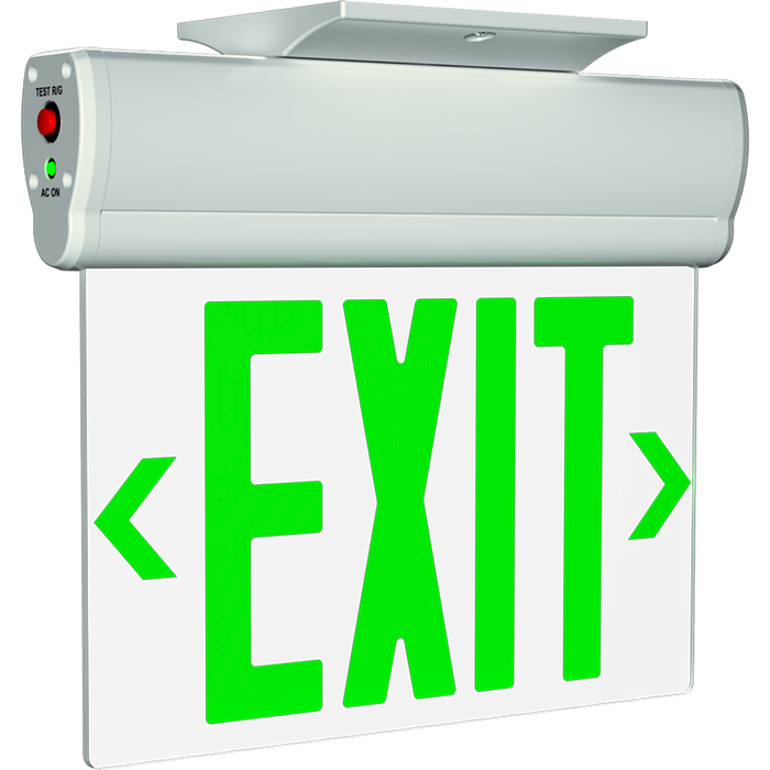 RAB Thermoplastic Edgelit Exit Sign Single Face Clear Panel Selectable Red Or Green Letters White Housing (ELS)