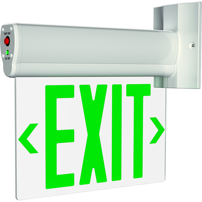 RAB Thermoplastic Edgelit Exit Sign Single Face Clear Panel Selectable Red Or Green Letters White Housing (ELS)