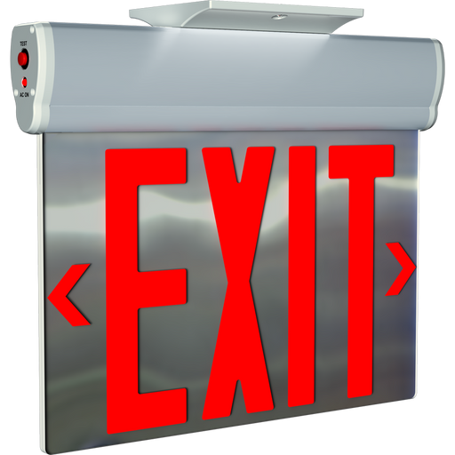 RAB Edgelit NYC Compliant Exit 2-Face Emergency Red Letters Mirror Panel Silver Housing (ELXNYC-MP)