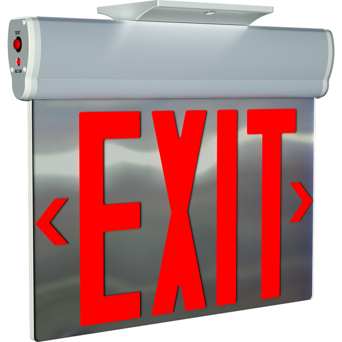 RAB Edgelit NYC Compliant Exit 2-Face Emergency Red Letters Mirror Panel Silver Housing (ELXNYC-MP)