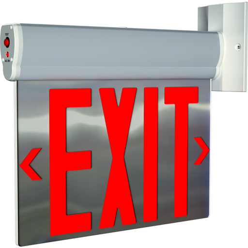 RAB Edgelit NYC Compliant Exit 2-Face Emergency Red Letters Mirror Panel Silver Housing (ELXNYC-MP)