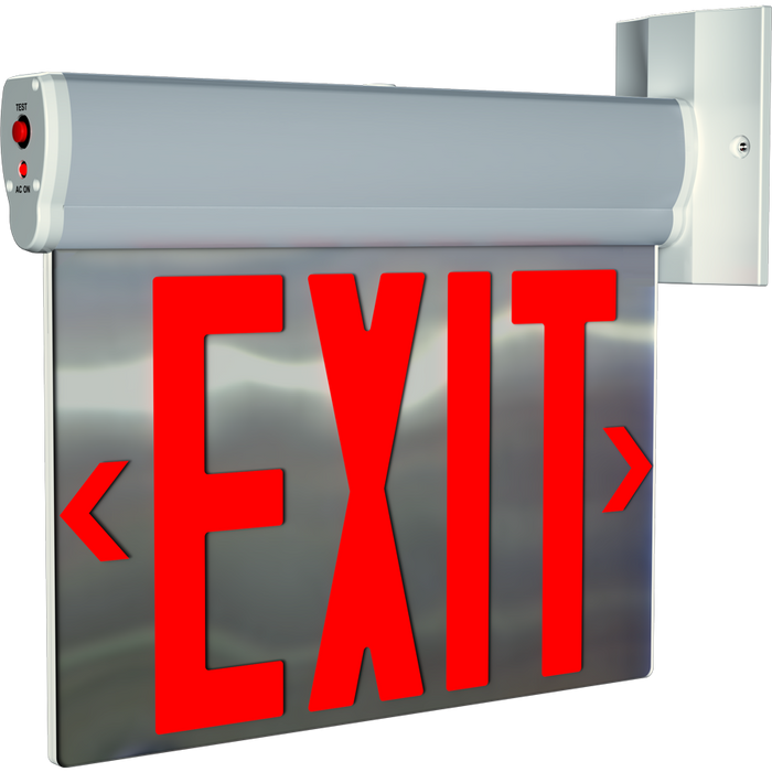 RAB Edgelit NYC Compliant Exit 2-Face Emergency Red Letters Mirror Panel Silver Housing (ELXNYC-MP)