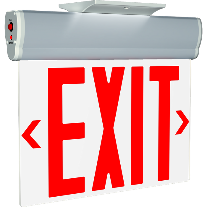RAB Edgelit NYC Compliant Exit 1-Face Emergency Red Letters Clear Panel Silver Housing (ELXNYC)