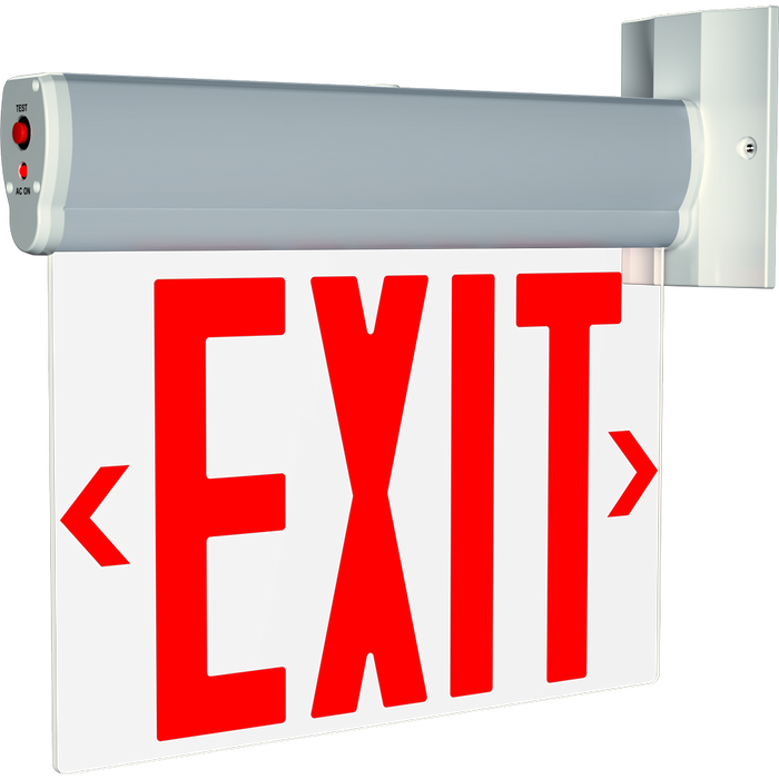 RAB Edgelit NYC Compliant Exit 1-Face Emergency Red Letters Clear Panel Silver Housing (ELXNYC)