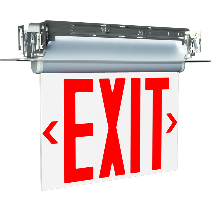 RAB Edgelit NYC Compliant Exit 1-Face Emergency Red Letters Clear Panel Silver Housing (ELXNYC)