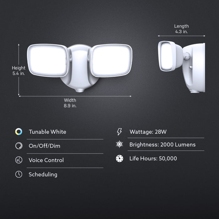 Feit Electric 9 Inch 28W Tunable White Smart Dual Head LED Security Flood Light White (S9DFL/CCT/WH/AG)