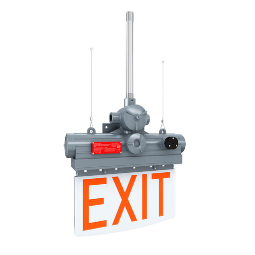 ESL Vision LED Hazardous Location Exit Sign 3W 390Lm Red Color Exit Sign With Emergency Back Up Battery 100-277V Input Grey Finish (ESL-HZEX-3W-1RD)