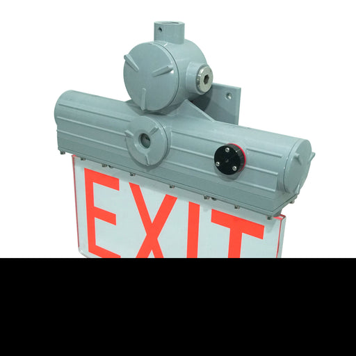 ESL Vision LED Hazardous Location Exit Sign 5W 390Lm Red Color Exit Sign With Emergency Back Up Battery 100-277V Input Grey Finish (ESL-HZEX-5W-1RD)