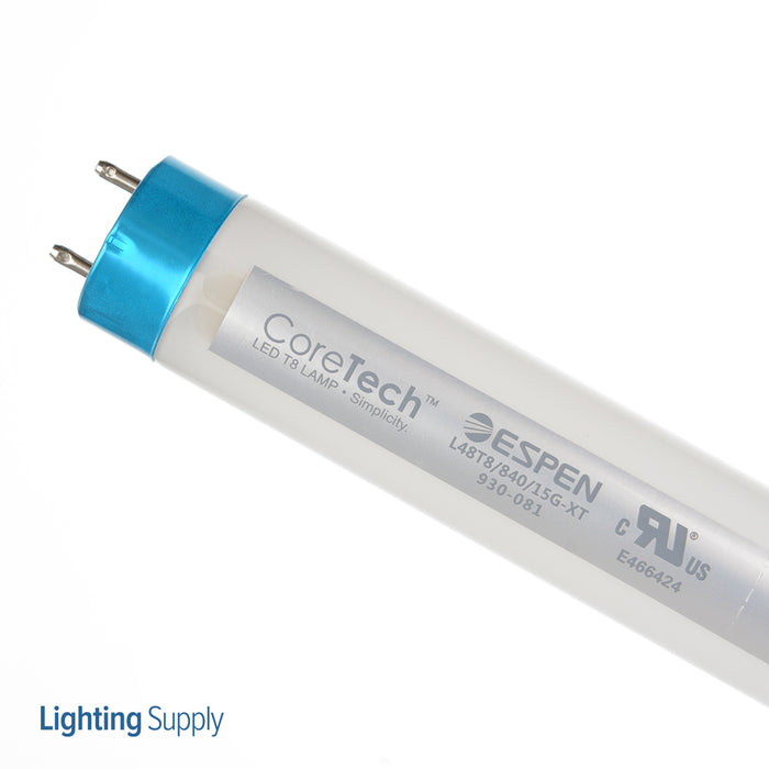 Espen Glass Coretech Series LED T8 Lamp 4 Foot 15W 4000K 2200Lm Operated By External Driver (L48T8/840/15G-XT)