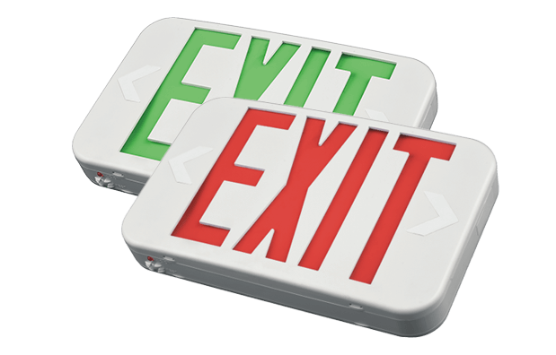 ETI EM-EX-RG Bicolor LED Exit Sign Red And Green Double-Face Panels 90 Minute Battery Backup 120/277V (65505101)