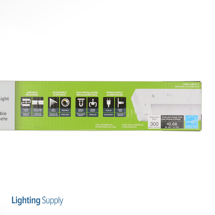 ETI UC-12-5-930-SV-D 12 Inch Linkable Under-Cabinet Light Dims From 3000K To Warmer 2200K All Dimmer Beam Adjustable 90 CRI Direct Wire Or Plug-In Electrical Connection (53502111)