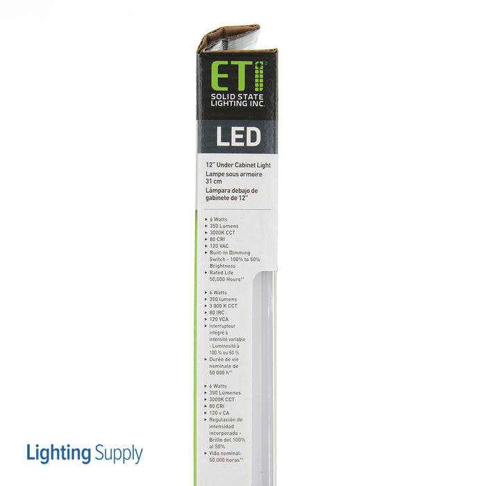 ETI UC-12-6-830-SV 12 Inch Linkable Under-Cabinet Light With Step Dimming Switch 350Lm 3000K Warm White 80 CRI Step Dimming Switch (54196112)