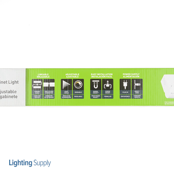 ETI UC-18-9-930-SV-D 18 Inch Linkable Under-Cabinet Light Dims From 3000K To Warmer 2200K All Dimmer Beam Adjustable 90 CRI Direct Wire Or Plug-In Electrical Connection (53503111)