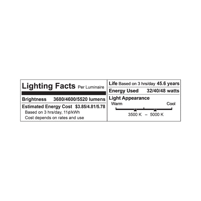 Euri Lighting 4 Foot LED Slim Wrap Light 0-10V Dimming 32W/40W/48W AC120 -277V 3680/4600/5520Lm 3500/4000/5000K 80 CRI (ESW4-48W103sw)