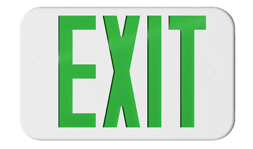 RAB Exit Universal Faces Emergency Green-Letter White Housing (EXIT34-G/E)