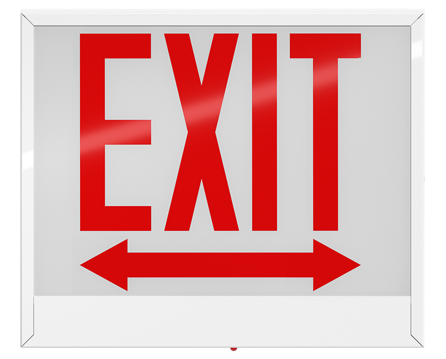 RAB Chicago Exit Universal Faces Red Letter White Housing Left/Right-Arrow (EXIT-LRACH)