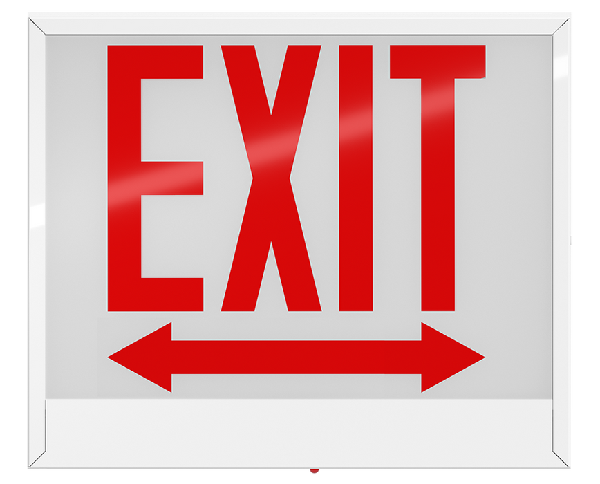 RAB Chicago Exit Universal face Emergency Red Letter White Housing Left/Right Arrow (EXIT-LRACH/E)