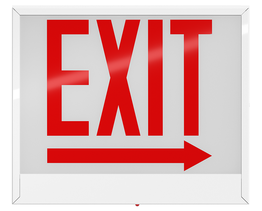 RAB Chicago Exit 1-Face Emergency Red Letter White Housing Right Arrow (EXIT-1RACH/E)