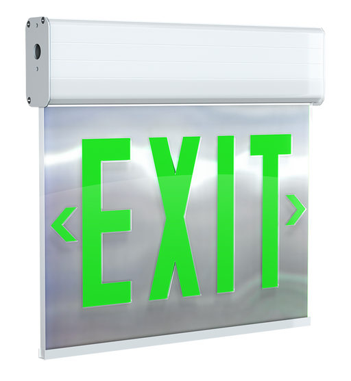 RAB Edgelit Exit 1-Face Green Letter Mirror Panel White Housing (EXITEDGE-1GMPW)