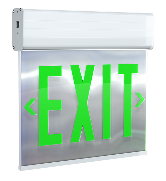 RAB Edgelit Exit 1-Face Green Letter Mirror Panel White Housing (EXITEDGE-1GMPW)