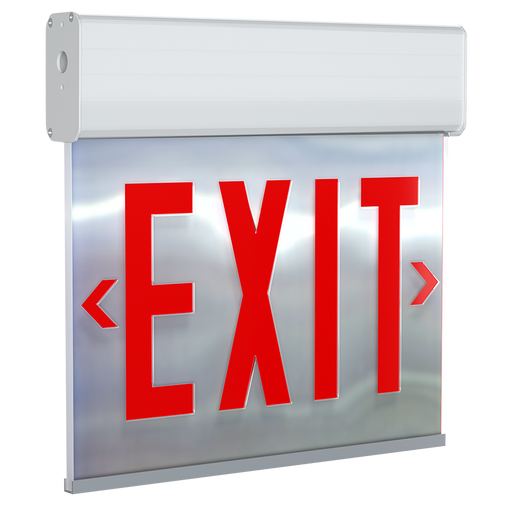 RAB Edgelit Exit 1-Face Emergency Red Letter Mirror Panel White Housing Self-Test (EXITEDGE-1MPWS/E)