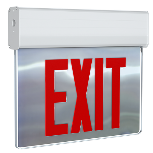 RAB Edgelit New York Exit 2-Face Emergency Red Letter Mirror Panel White Housing Self-Test (EXITEDGE-MPWSNY/E)