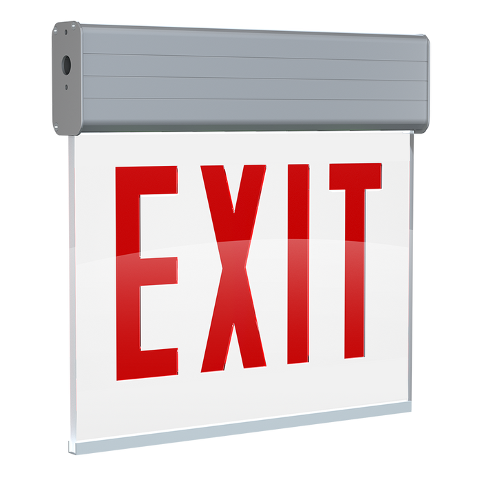 RAB Edgelit Chicago Exit 1-Face Emergency White Panel Aluminum Housing No Arrow (EXITEDGE-1WPCH/E)