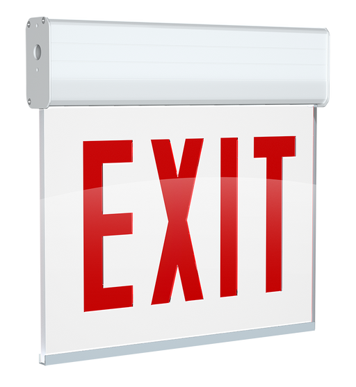 RAB Edgelit Exit 1-Face Red-Letter White Panel White Housing (EXITEDGE-1WPW)