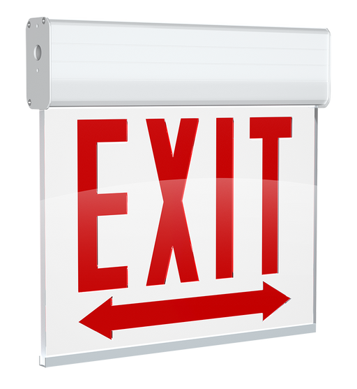 RAB Edgelit Chicago Exit 1-Face Emergency White Panel White Housing Double Arrow (EXITEDGE-1WPWDACH/E)