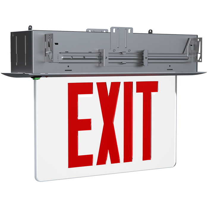 RAB LED Recessed Edge-Lit Exit Sign Single-Face No Arrows Red Letters Clear Panel New York Aluminum Housing (EXITEDGE-RE-1NY)