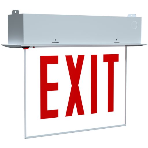 RAB LED Recessed Edge-Lit Exit Sign Single-Face No Arrows Red Letters White Panel Chicago Battery Backup White Housing (EXITEDGE-RE-1WPWCH/E)