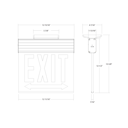 RAB Edgelit Chicago Exit 2-Face White Panel White Housing Double Arrow (EXITEDGE-WPWDACH)