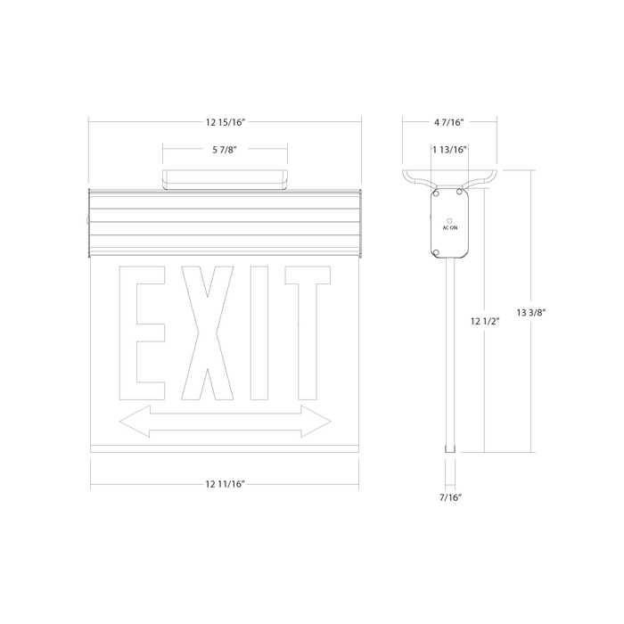 RAB Edgelit Chicago Exit 2-Face White Panel White Housing Double Arrow (EXITEDGE-WPWDACH)