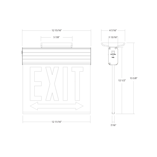 RAB Edgelit Chicago Exit 2-Face Emergency White Panel White Housing Double Arrow (EXITEDGE-WPWDACH/E)