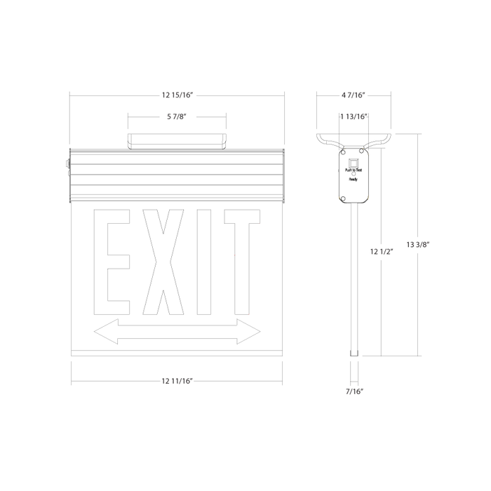 RAB Edgelit Chicago Exit 2-Face Emergency White Panel White Housing Double Arrow (EXITEDGE-WPWDACH/E)