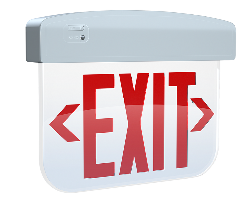 RAB Edgelit Plastic Exit 1-Face Red Letter Clear Panel White Housing (EXITEDGE34-1W)